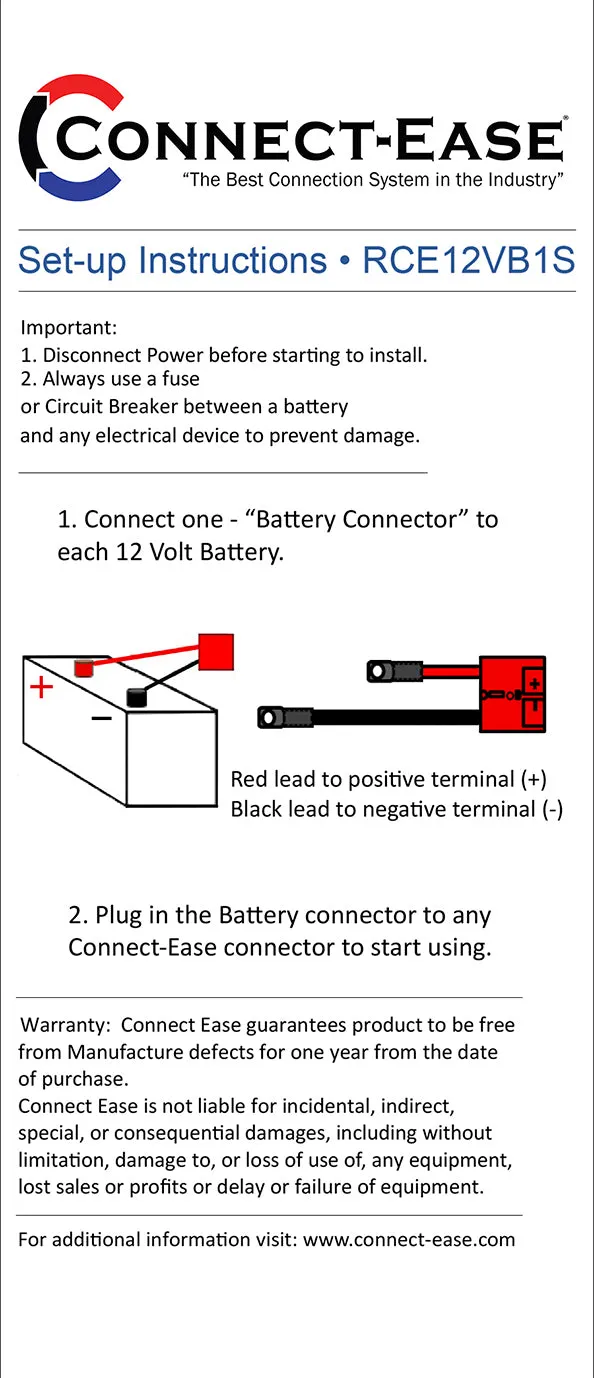 12 Volt Battery Connector (RCE12VB1S) Lithium Compatible