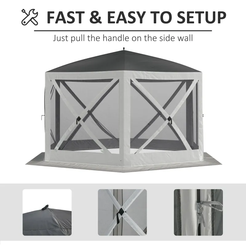 12' x 12' Hexagon Pop Up Screen Tent - Gray