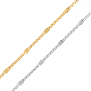 18K Gold PVD Stainless Steel Dapped Bar Curb Chain - By The Foot / SPL1035