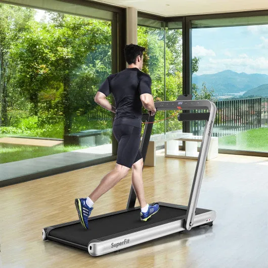 4.75HP 2 In 1 Folding Treadmill with Remote APP Control-Silver