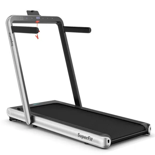 4.75HP 2 In 1 Folding Treadmill with Remote APP Control-Silver