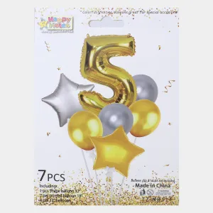 5th Birthday Party Decoration Foil Mix Balloons | 7PCs