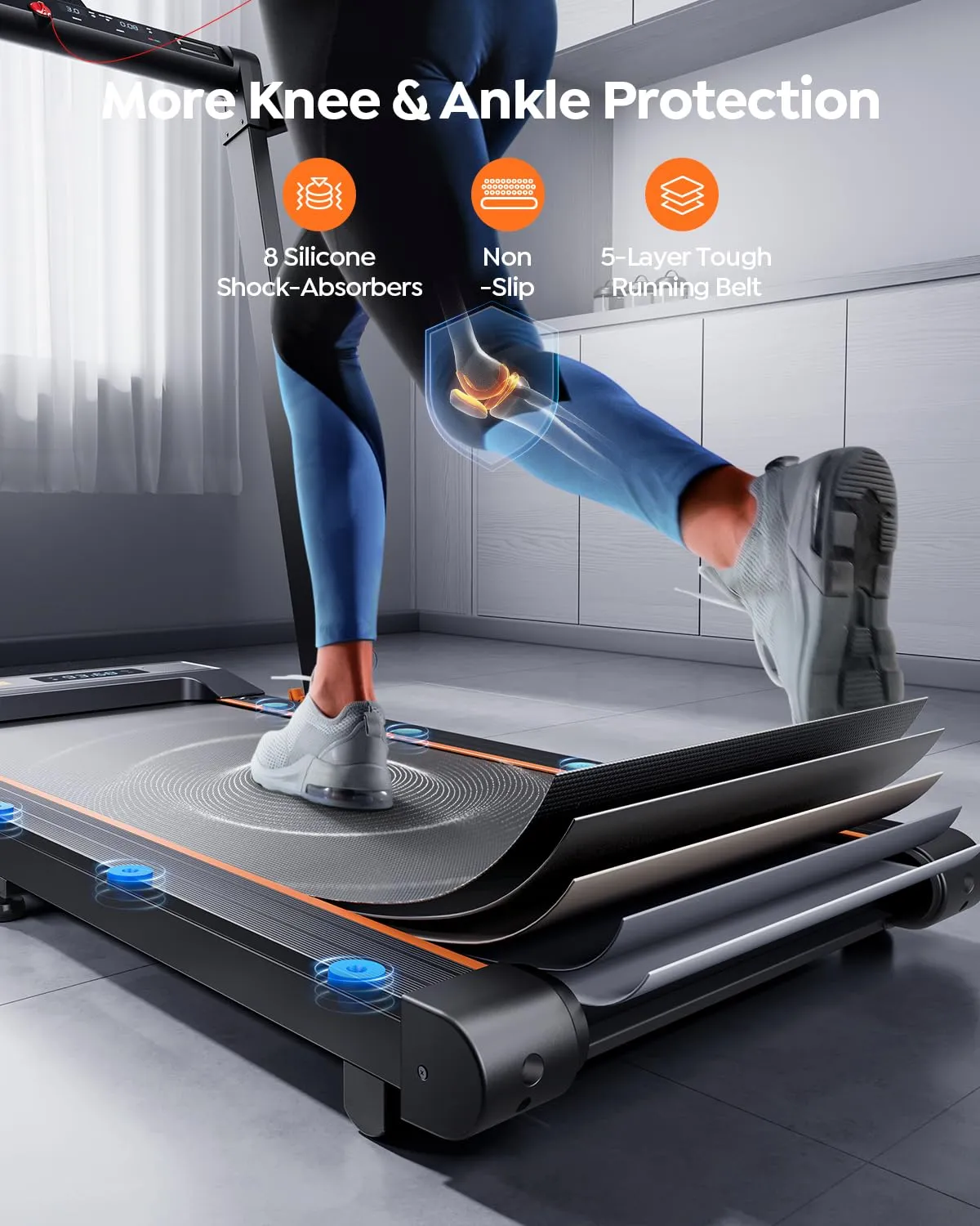 Acezoe 2 in 1 Foldable Treadmills for Home, Under Desk Treadmill with 12 HIIT Modes, Workout APPs and Touch Screen, 2.5HP Walking Treadmill for Home Office, 265lbs Capacity, Installation-Free