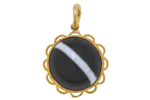 Antique 9ct Gold Banded Agate Pendant