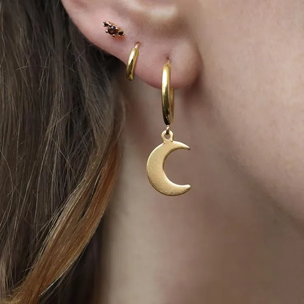 AYSU. Mini Moon Hoop Earrings - Gold