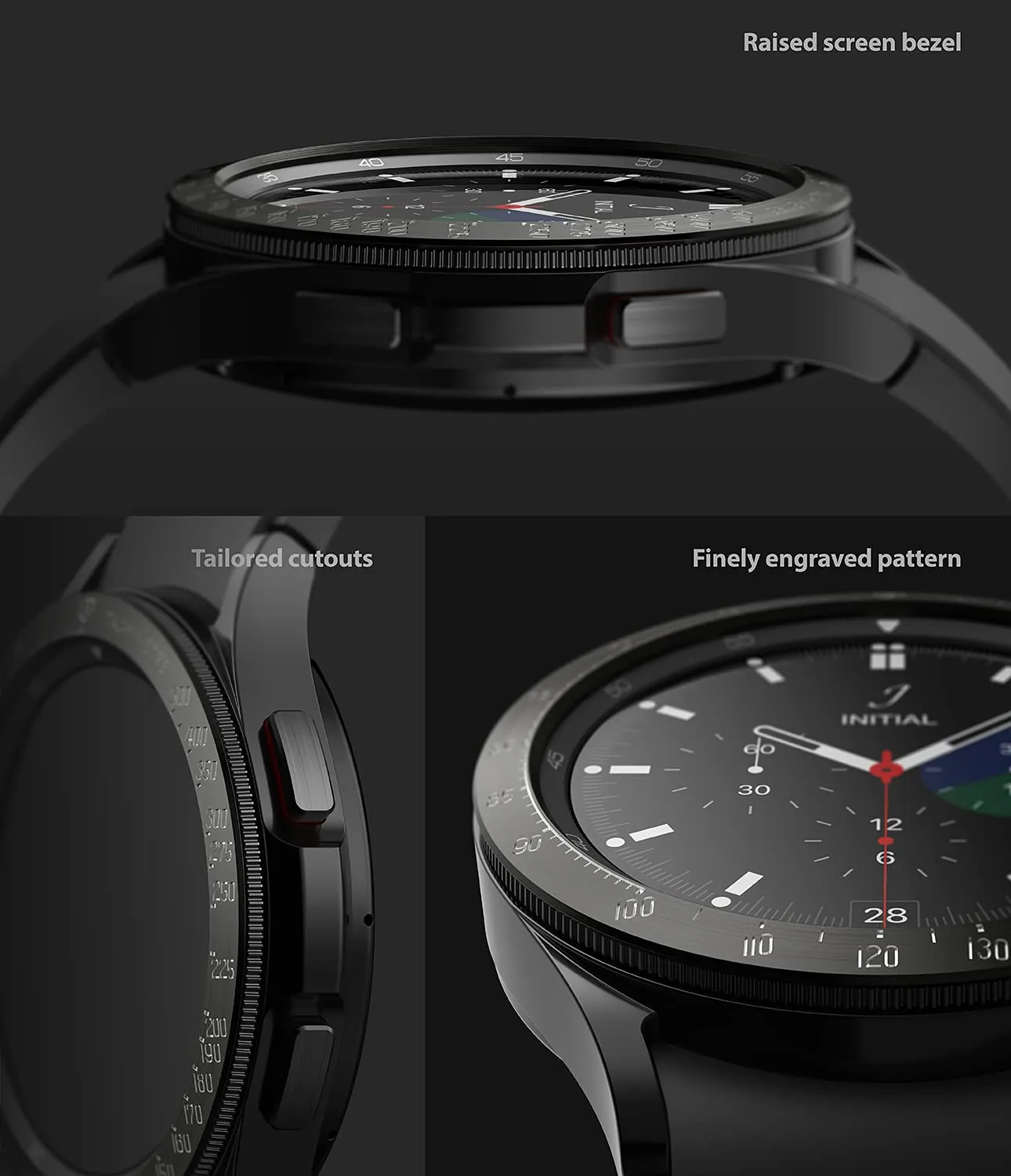 Bezel Styling Compatible with Samsung Galaxy Watch 4 Classic 46mm -  Black [46-03]