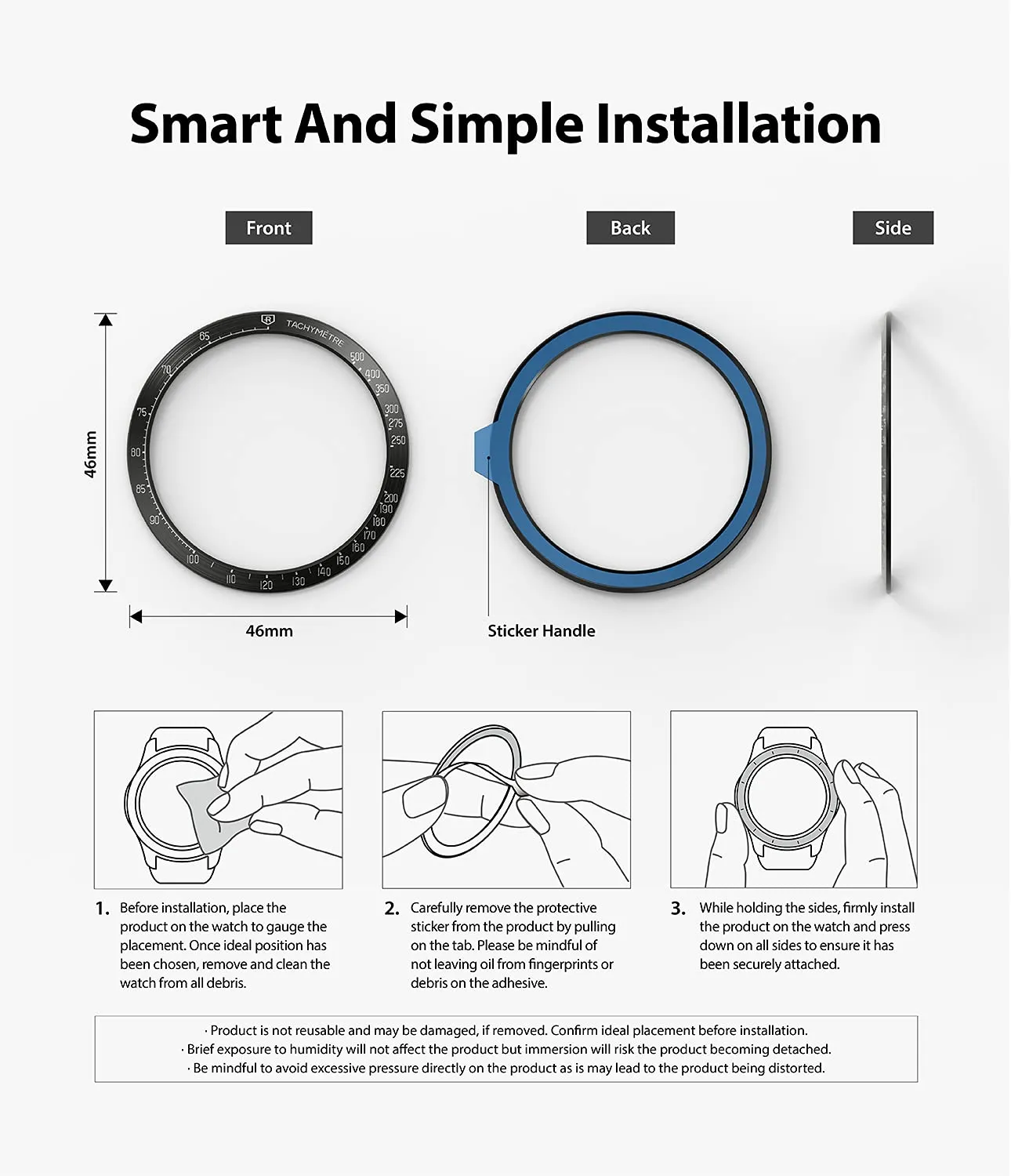 Bezel Styling Compatible with Samsung Galaxy Watch 4 Classic 46mm -  Black [46-03]