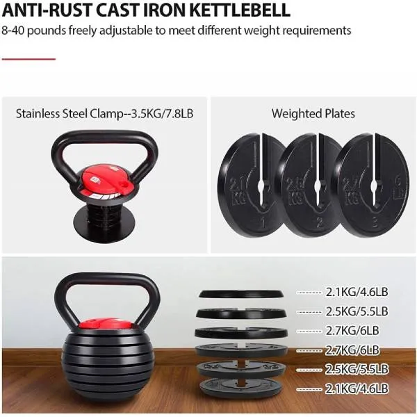 Body Fit Adjustable Kettle Bell With Safe Lock System Up To 18Kg