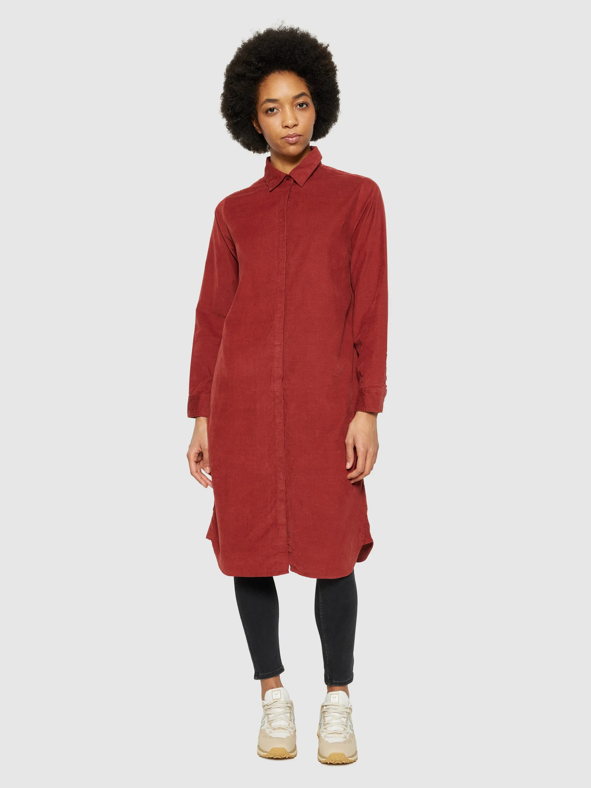 Corduroy shirt dress - Fired Brick