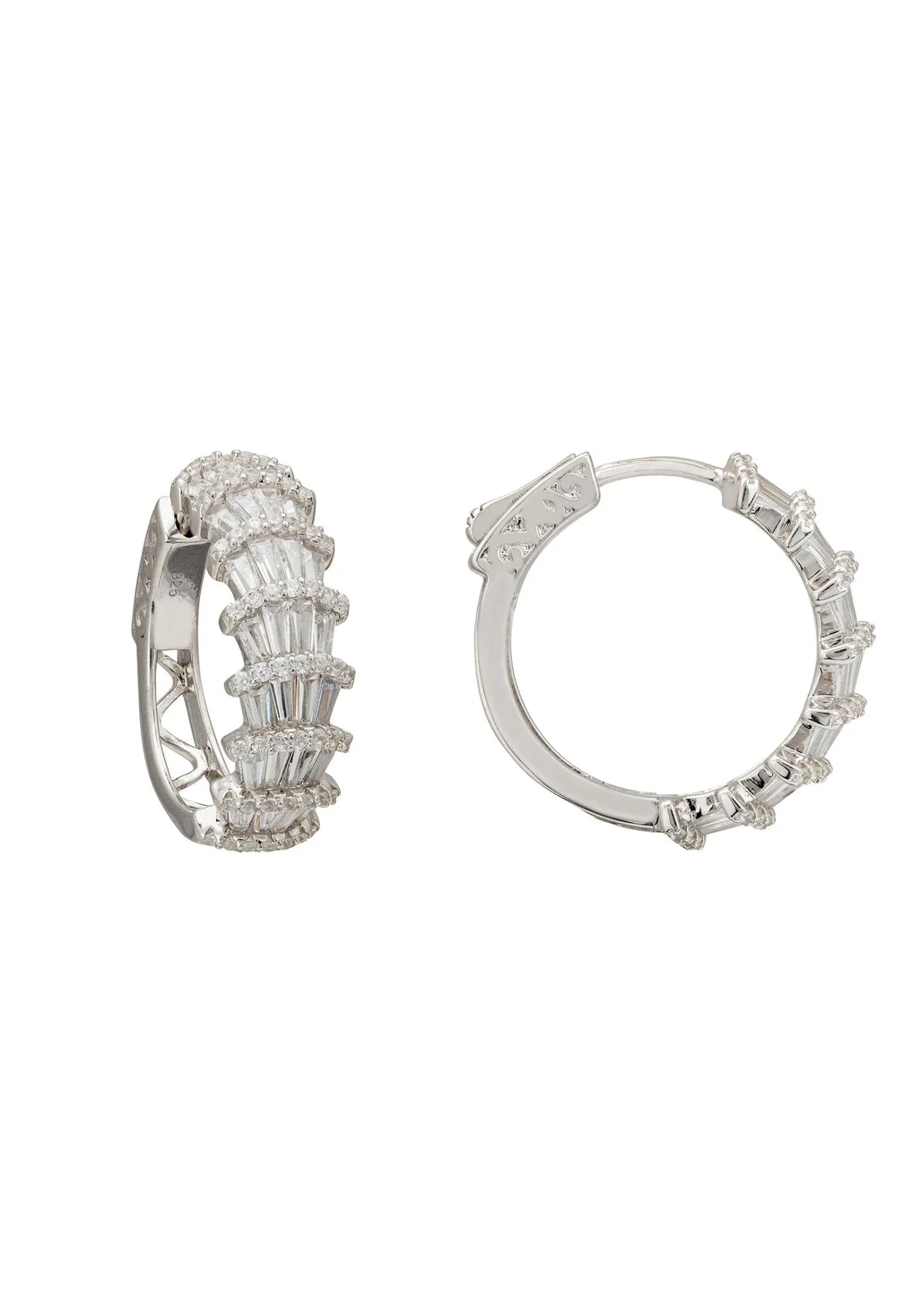 Deco Fantail Hoop Earrings Silver