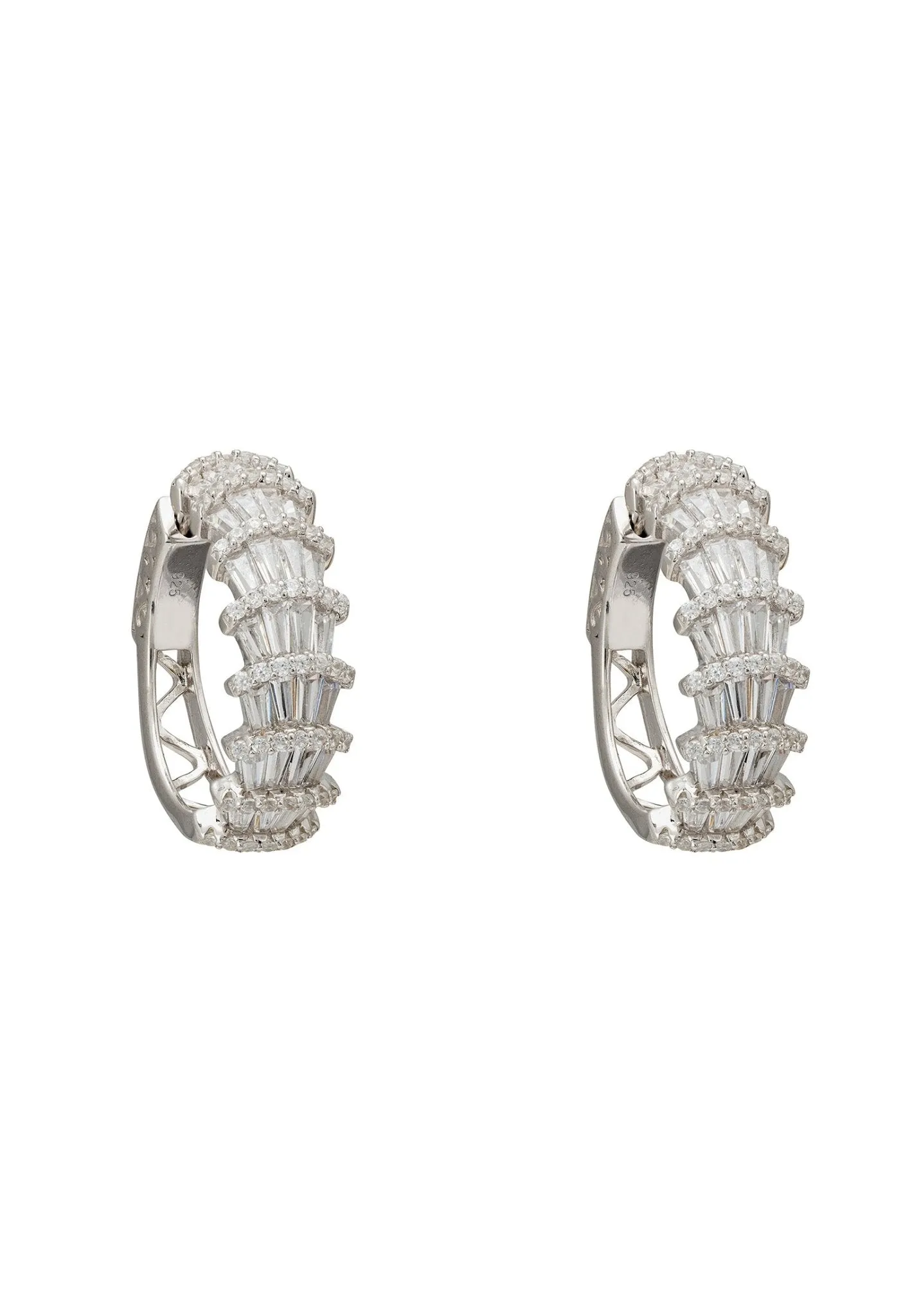 Deco Fantail Hoop Earrings Silver