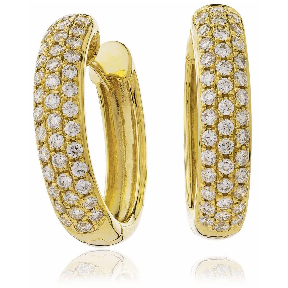 DIAMOND PAVE SETTING HOOP EARRINGS IN 18K YELLOW GOLD