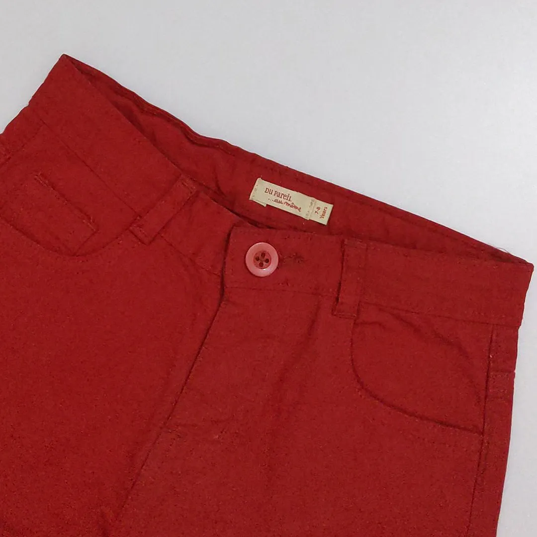 DU - Kids 'Red' Stretchable Cotton Shorts DU211