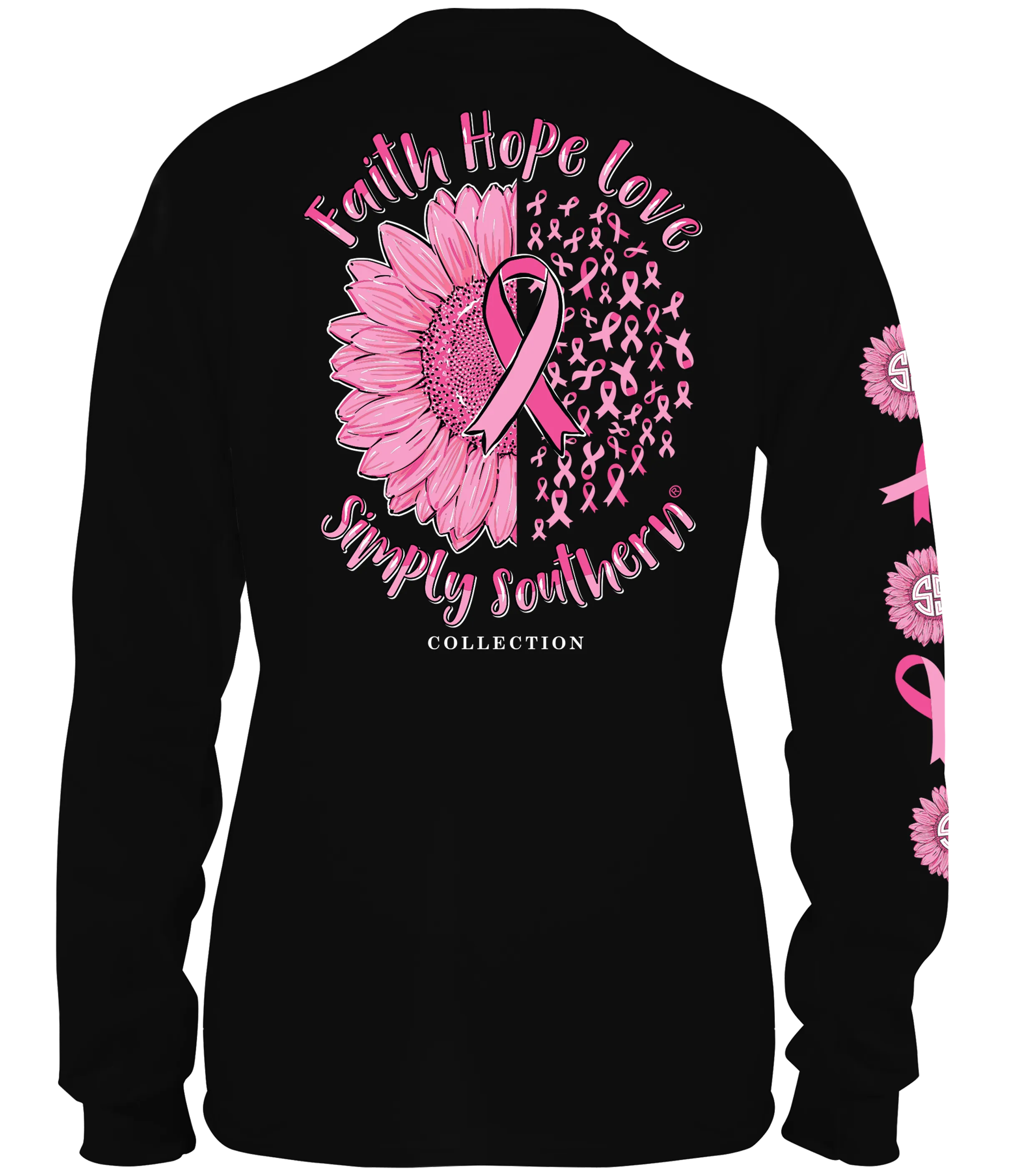 'Faith, Hope, Love' Long Sleeve Breast Cancer Awareness Tee by Simply Southern