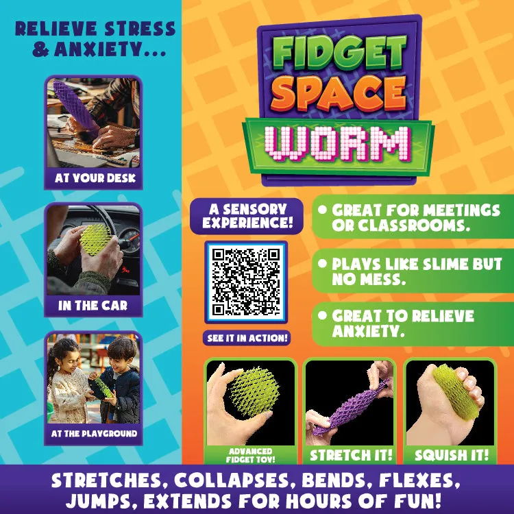 Fidget Space Worm Toy - 12 Pieces Per Retail Ready Display 25217