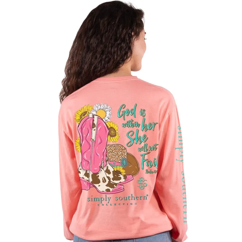 'God Is Within Her' Cowboy Long Sleeve Tee by Simply Southern