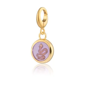 Gold Plated Purple Snake Resin Capture Charm