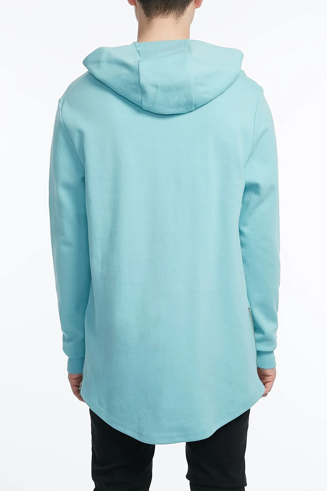 Guys Curved Hem Side Zip Hoodie