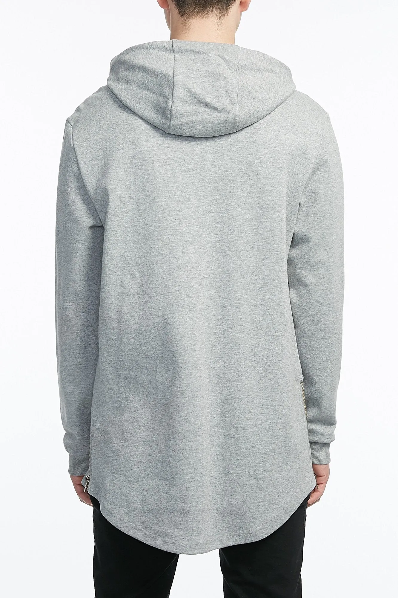 Guys Curved Hem Side Zip Hoodie