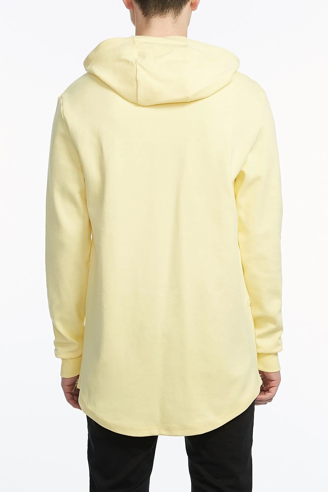 Guys Curved Hem Side Zip Hoodie