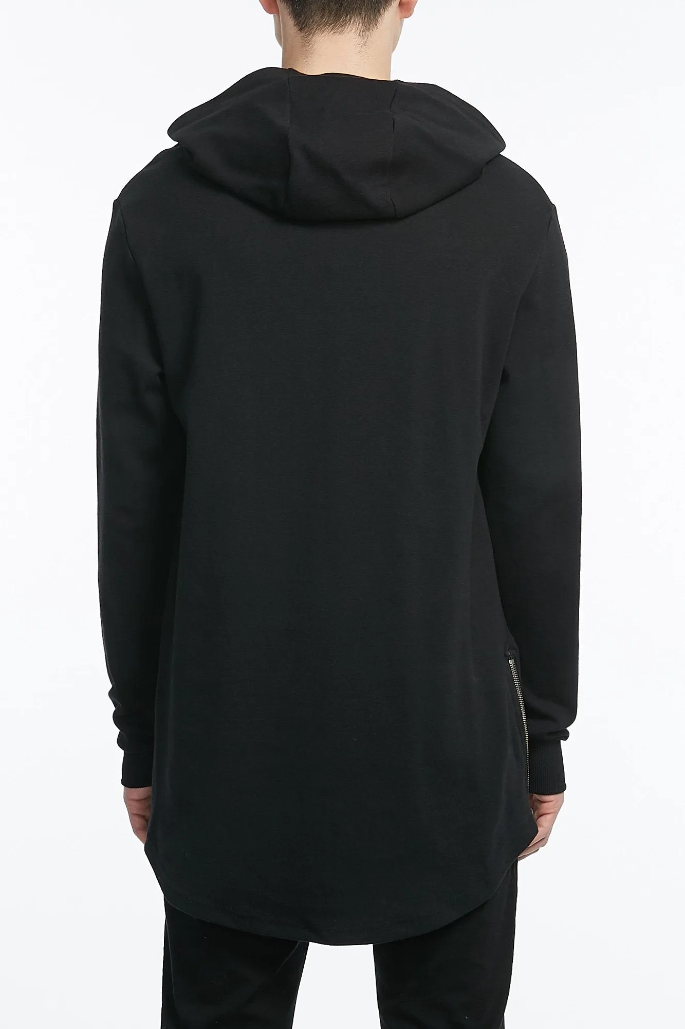 Guys Curved Hem Side Zip Hoodie