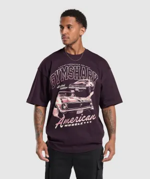 Gymshark American Muscle Extreme Oversized T-Shirt - Plum Brown