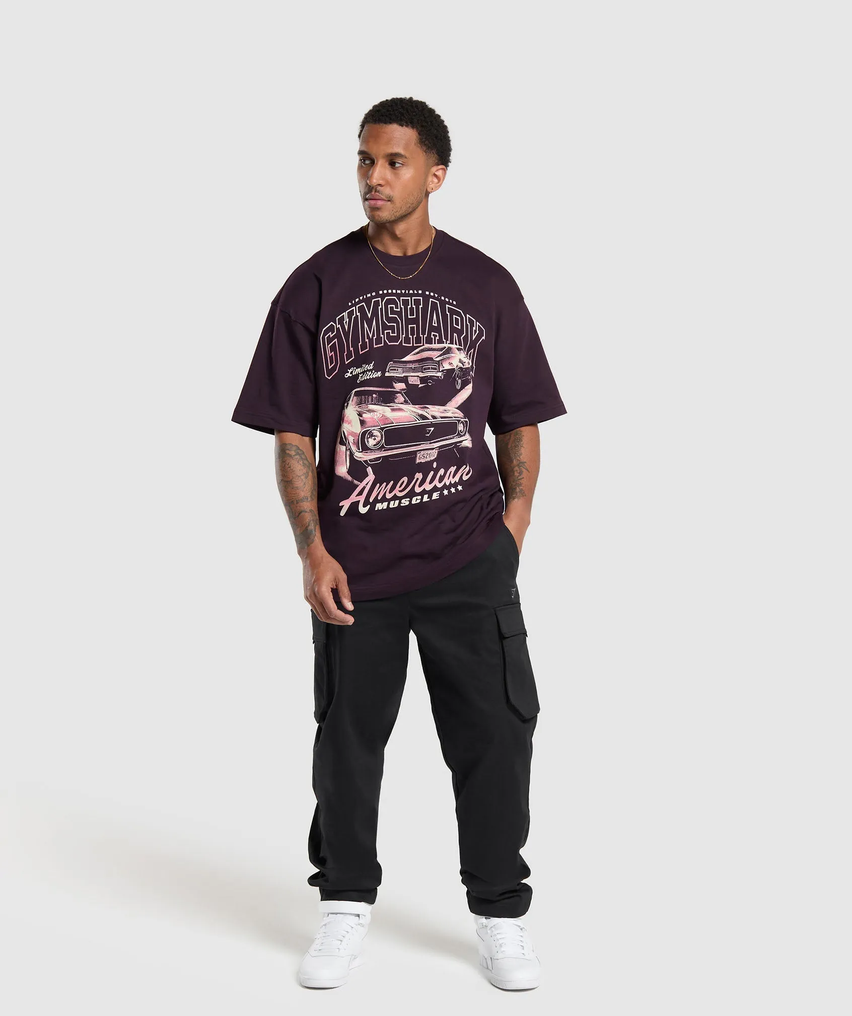 Gymshark American Muscle Extreme Oversized T-Shirt - Plum Brown