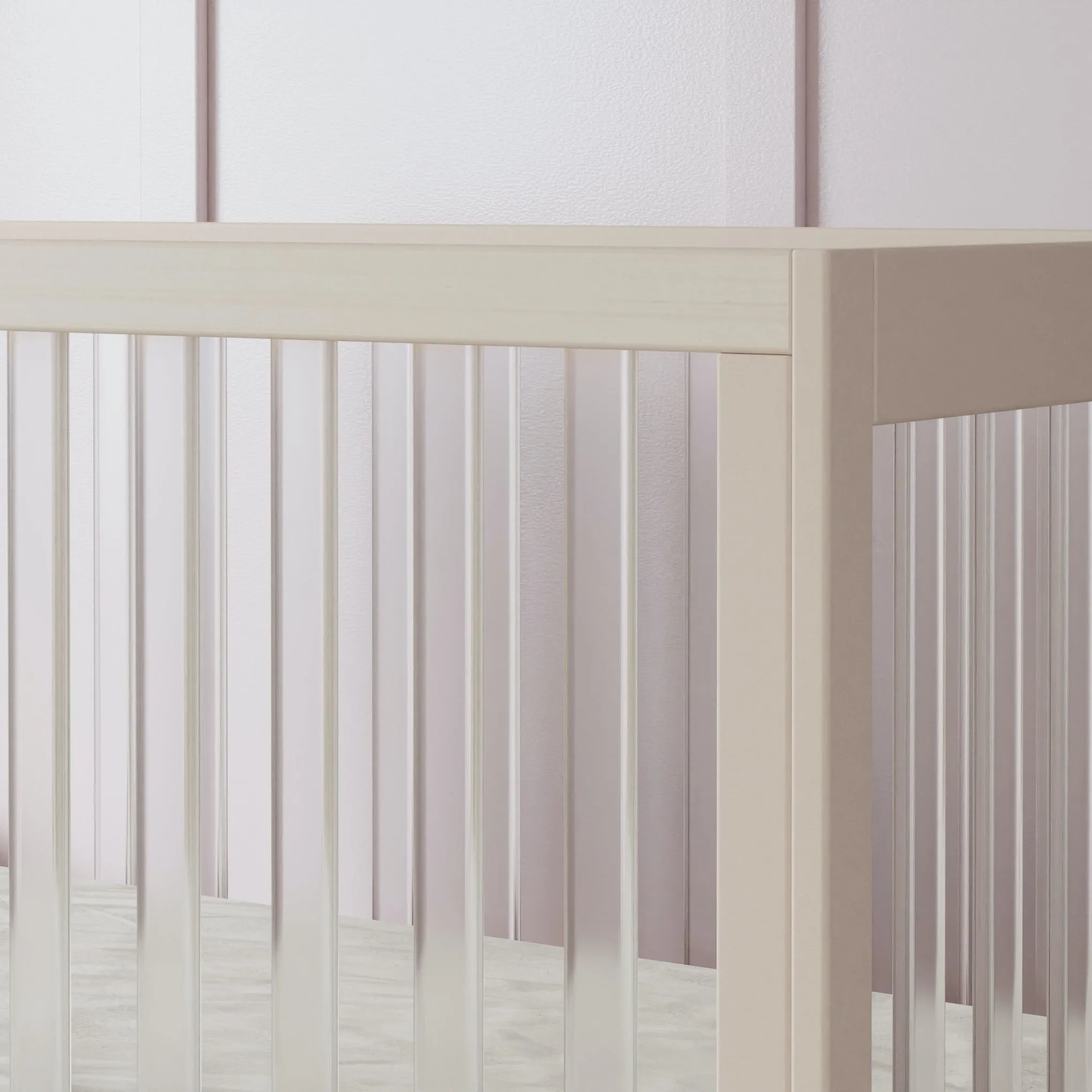 Harlow Acrylic 3-in-1 Convertible Crib with Toddler Bed Conversion Kit - Washed Natural/Acrylic