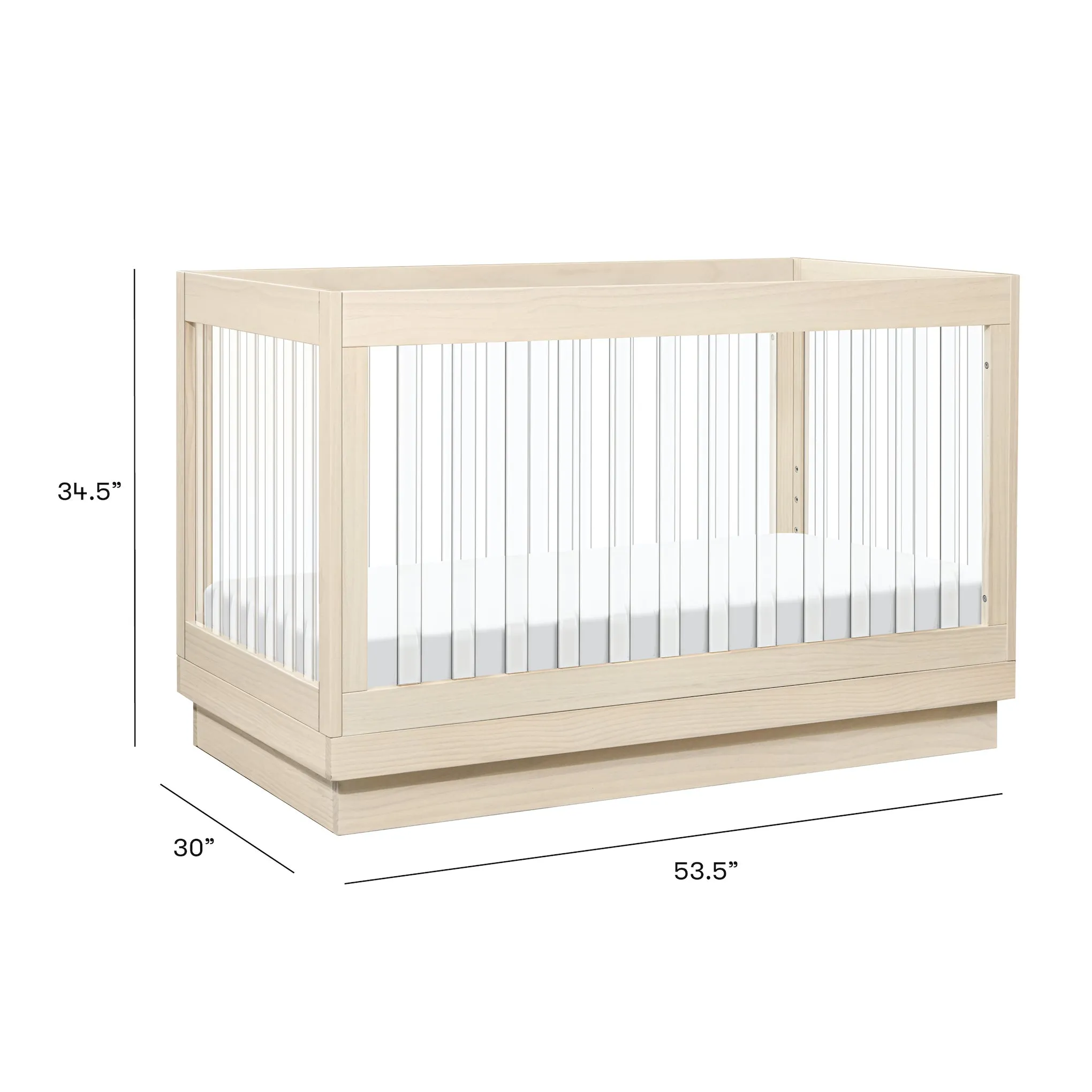 Harlow Acrylic 3-in-1 Convertible Crib with Toddler Bed Conversion Kit - Washed Natural/Acrylic