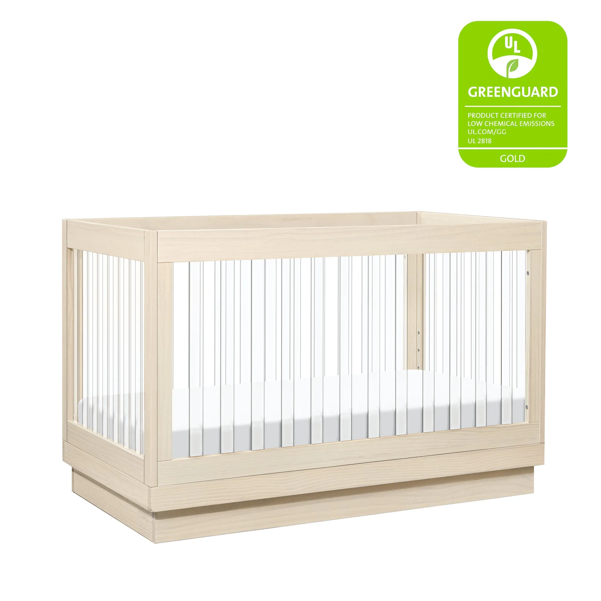 Harlow Acrylic 3-in-1 Convertible Crib with Toddler Bed Conversion Kit - Washed Natural/Acrylic