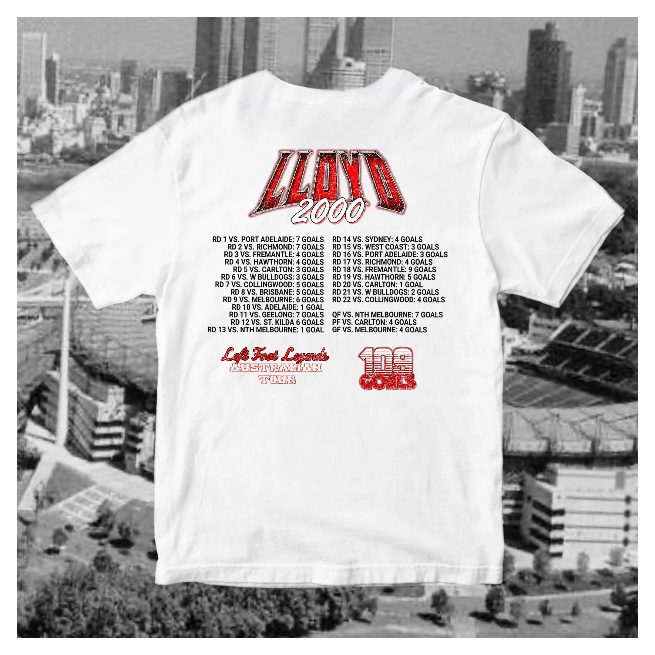 'LEFT FOOT LEGEND' 2000 TOUR: WHITE - HEAVY TEE