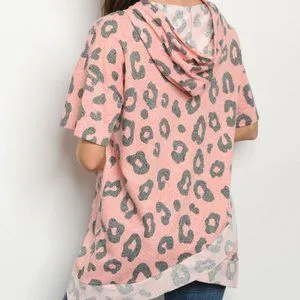 Leopard Print Hoodie Top