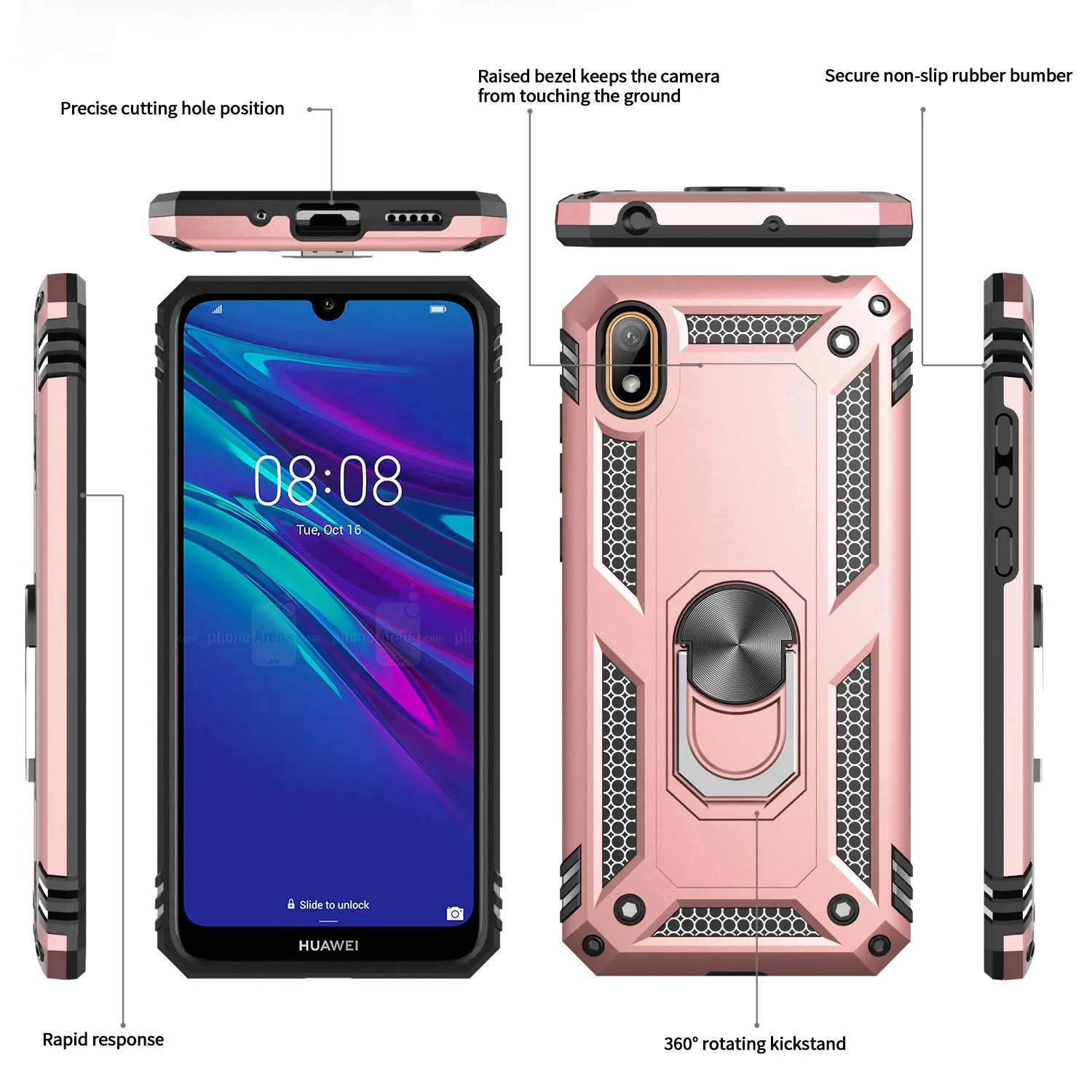 LeYi for Huawei Y5 2019 Case with Magnetic Ring Holder, Full Body Protective [Military Grade] Silicone TPU Personalised Shockproof Armour Phone Cover