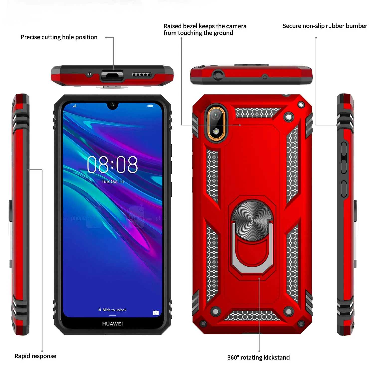 LeYi for Huawei Y5 2019 Case with Magnetic Ring Holder, Full Body Protective [Military Grade] Silicone TPU Personalised Shockproof Armour Phone Cover