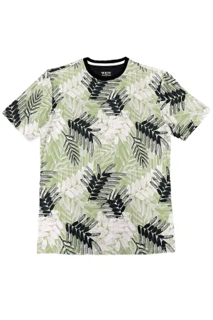 Men's Allover Hawaiian Leaf Print Graphic T-Shirt