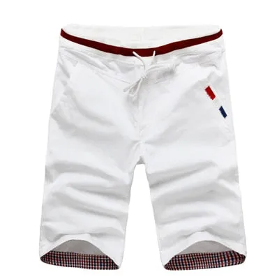 Mens Jogger Shorts Elastic Waist Red White Blue Adorned Stitching