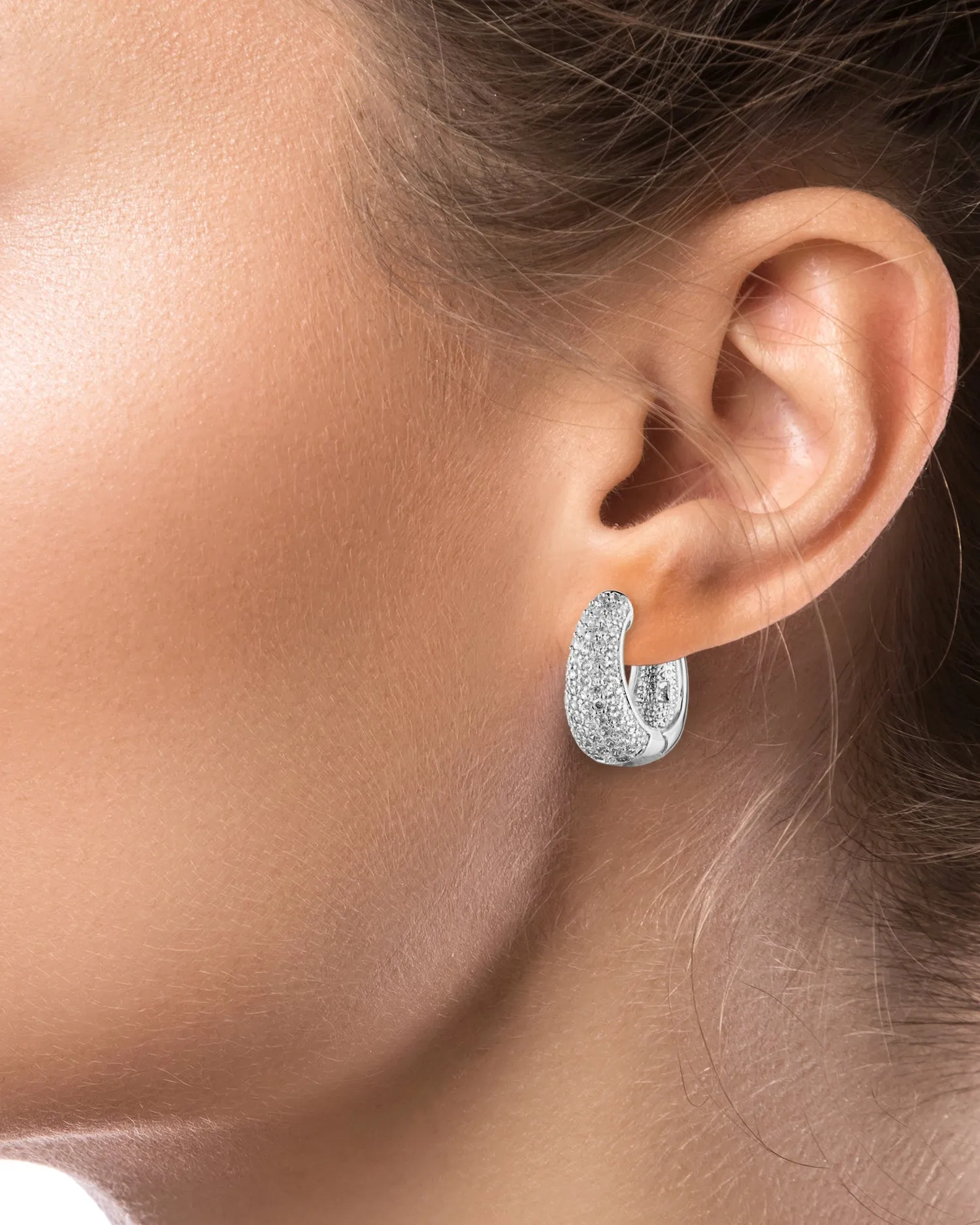 Pave Hoop Earrings