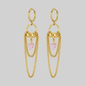 POUR YOUR HEART OUT. Pierced Chain Drop Earrings - Gold