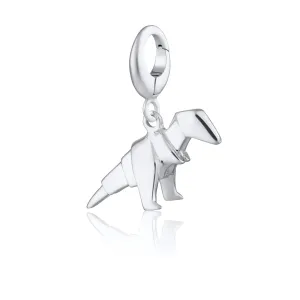 Silver Origami T-Rex Charm