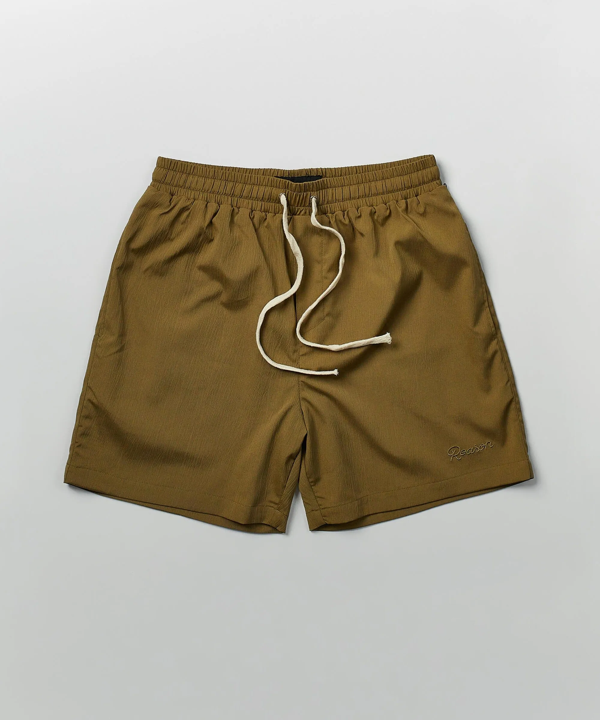 Spritz Embroidered Texture Woven Shorts - Brown