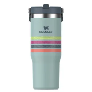 The 30oz IceFlow Flip Straw Tumbler in Cream Seafoam Stripe