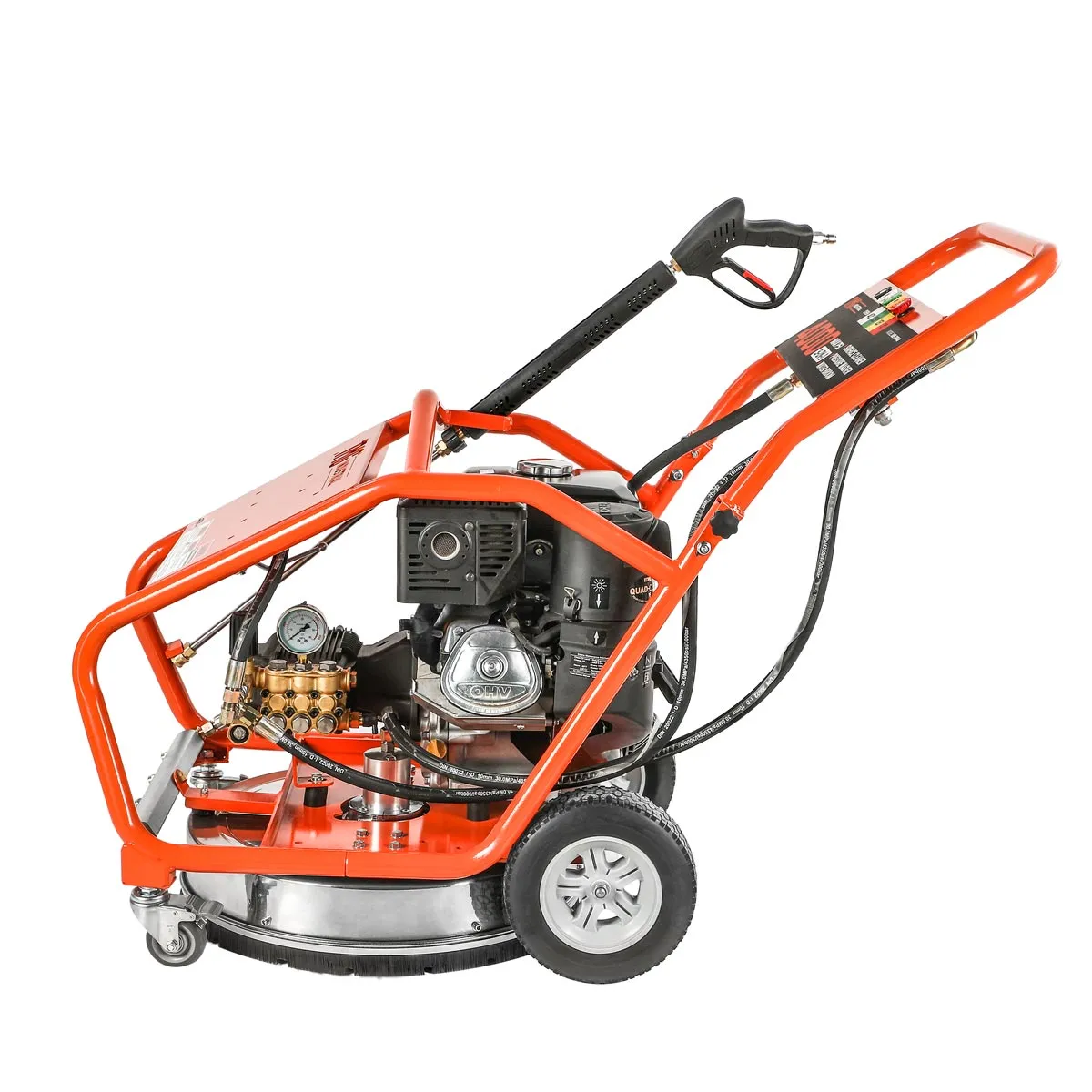 TMG Industrial 4000 PSI 3-in-1 Rotary Surface Cleaning Machine: High Pressure Washer, Floor Cleaner & Water Broom, Industrial Scrubber, 14 HP Kohler Gasoline Engine, 21” Rotary Disc, Triplex Plunger Pump, TMG-GWS40