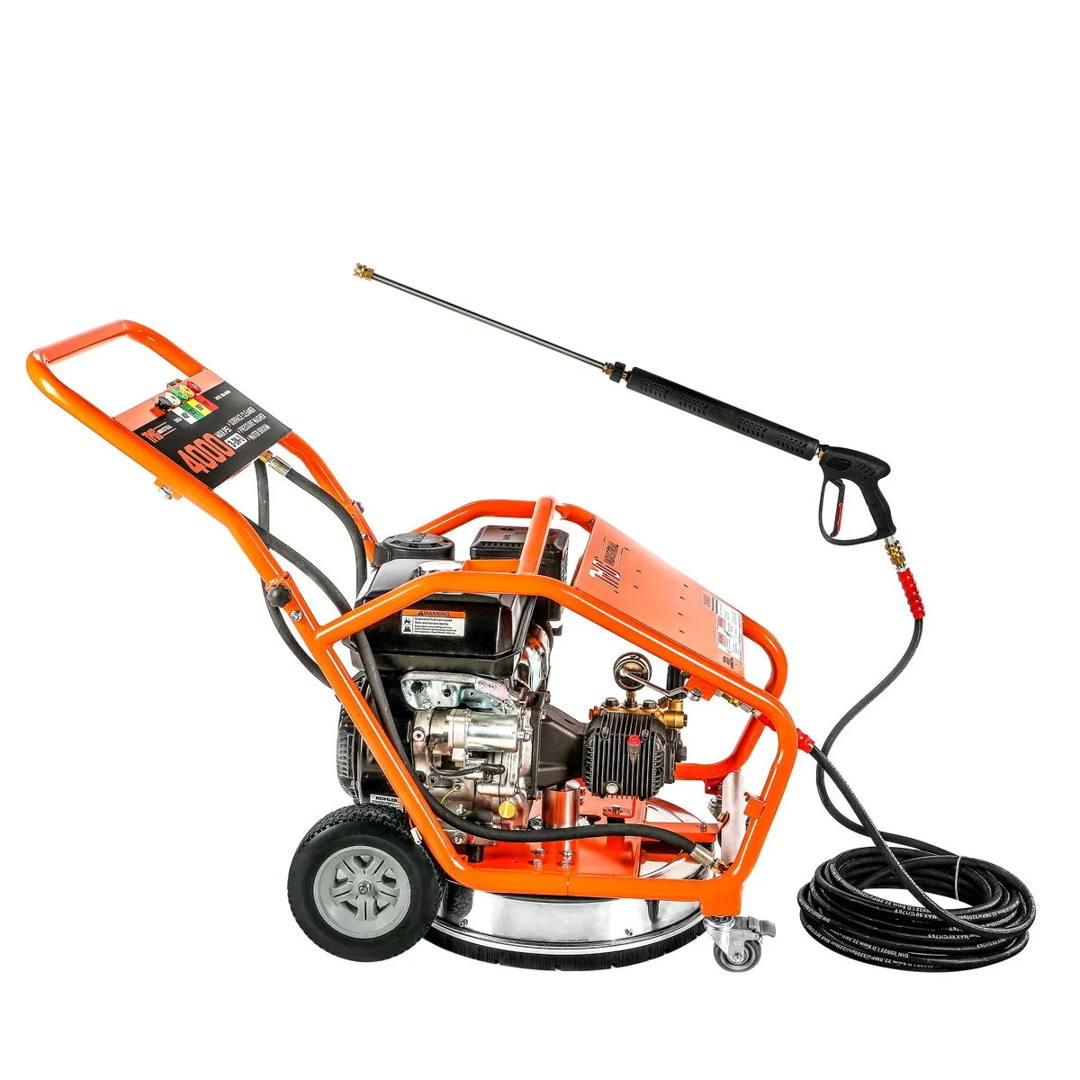 TMG Industrial 4000 PSI 3-in-1 Rotary Surface Cleaning Machine: High Pressure Washer, Floor Cleaner & Water Broom, Industrial Scrubber, 14 HP Kohler Gasoline Engine, 21” Rotary Disc, Triplex Plunger Pump, TMG-GWS40